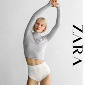 Zara light grey turtle neck cropped top